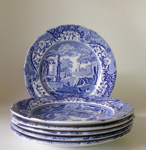 Six spode italian blue - italian, 160mm