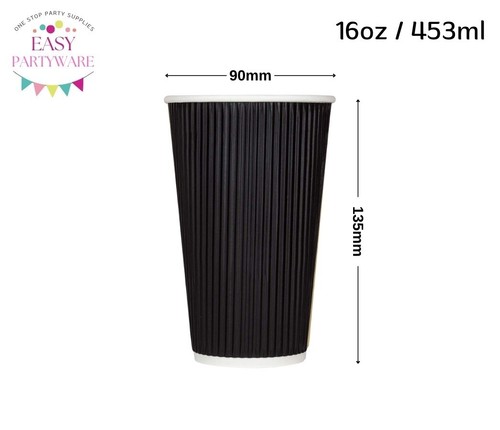 Disposable black ripple cups - black,