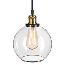 HAUSPRO Pendant Light, 20cm Industrial Clear Glass Ceiling Hanging Lamp Lights