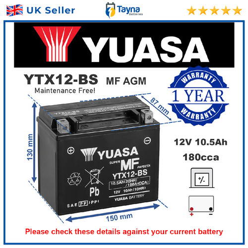 Genuine yuasa ytx12 high - yuasa,
