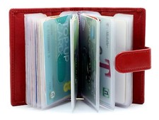 New Genuine Red Soft Leather Credit Debit Card Holder Card Case Wallet 210-Red