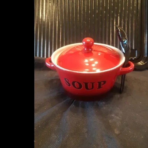 New ceramic soup - bowl, lid