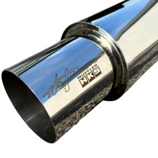HKS OEM HI-POWER UNIVERSAL SINGLE EXHAUST MUFFLER Inlet 2.5 Outlet 4.0 Inches SS