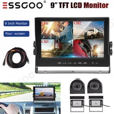 9" Quad 4CH Split Monitor+ 4 x AHD Car Rear View HD Camera For Car Truck Bus Van