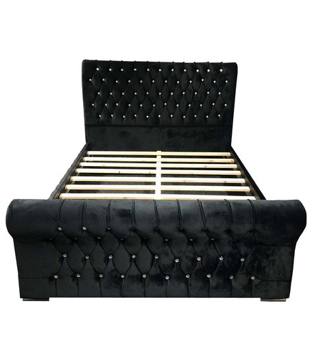 Plush velvet sleigh bed - plush,