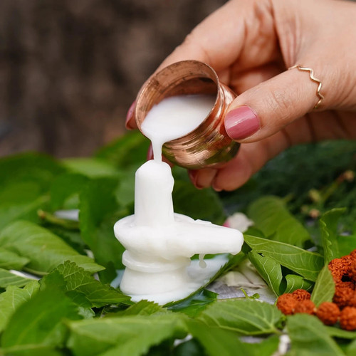 Navratri puja white shivling - navratri,