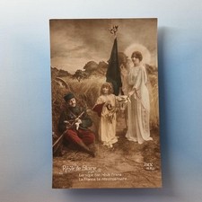 WW1 Patriotic Sweetheart Postcard C1916 Real Photo France Soldier Bayonet Angel
