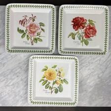 Set Of 3 Portmeirion BOTANIC GARDEN ROSE Square Plates 10,5" EUC