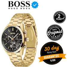 New Genuine HUGO BOSS Champion HB1513848 Gold Chronograph 44mm Mens Wrist Watch