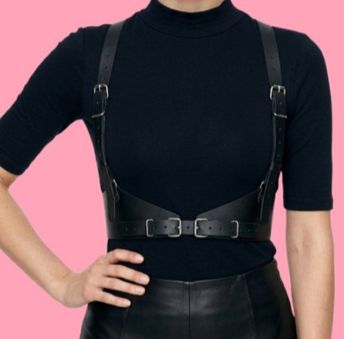 Black chest harness - harness, •