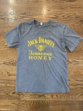 Jack Daniels Shirt Womens M Gray Short Sleeve Crew Neck Pullover Logo