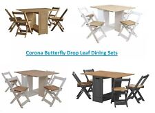 Corona Butterfly Drop Leaf Dining Table and 4 Chairs Pine Grey White Charcoal
