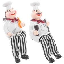  2 Pcs Kitchen Decor Italian Chef Figurines Resin Ornament for Model Ornaments