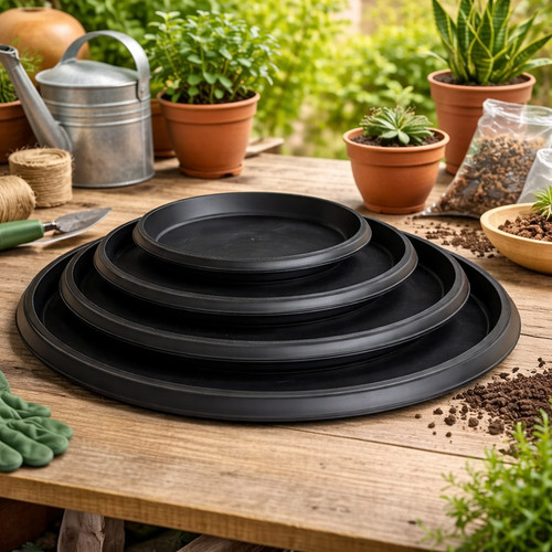 Round plant pot saucer shallow - round,