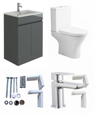 600mm Vanity Unit with CC Pan Cistern Soft Seat Pan Mixer Tap & Waste-Anthracite