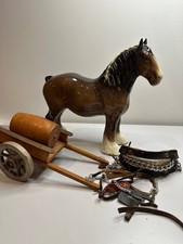 Beswick England Shire Horse with Cart & Harness – Vintage Figurine