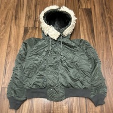 Vtg Military Jacket N2B Parka Scuba Hood Alpha Industries Scovill Zip Sz Medium