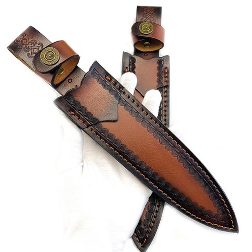Cow leather straight knife - leather,