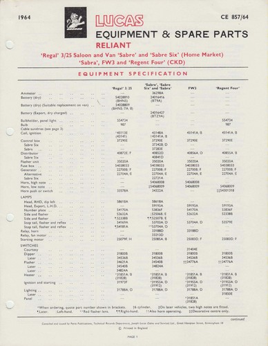 Reliant regal van sabra - 3/25,