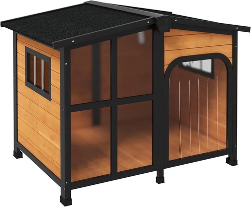 Pawhut wooden dog - wooden, kennel