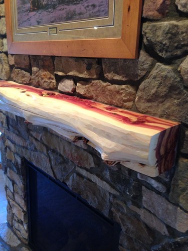 Red cedar fireplace - , mantel