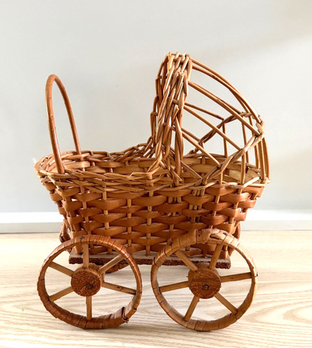 Vintage wicker rattan hooded - wicker,