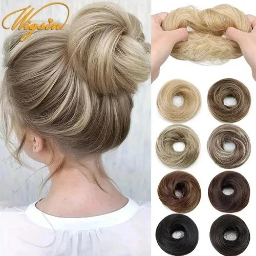 Curly messy hair bun piece - hair,