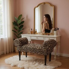 Leopard Window Seat Bed End Sofa Chair Chaise Lounge Bench Pouffe Bedroom