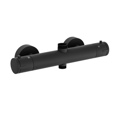 Round matte black thermostatic - black,