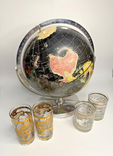 Vintage world map globe bar - map,