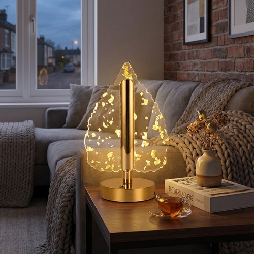Golden leaf desk - golden, lamp
