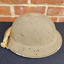 Original WW2 British Home Guard Helmet Textured Paint Clean liner & Strap Named