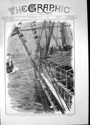 Antique old print visit - print, queen