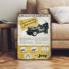 Vintage Style WW2 Willys Jeep Advertising Sign