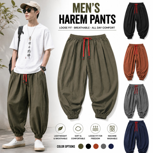 Men baggy harem pants japanese - harem,