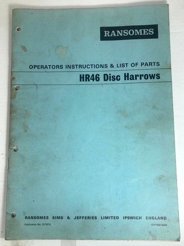 Ransomes hr46 disc harrows - hr46,