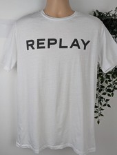 Replay white logo spell out t-shirt. Mens Large. DN1255