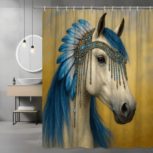 Elegant blue horse shower - horse,