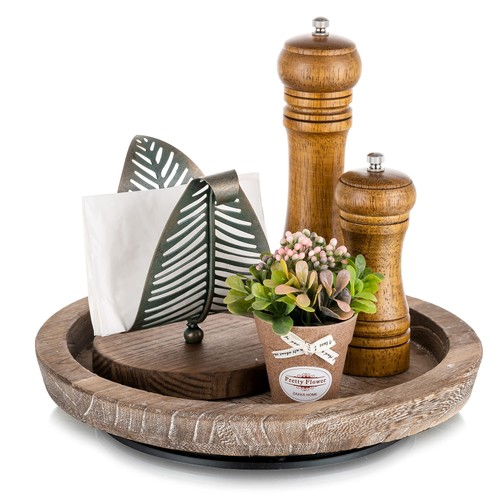 Turnable rustic wooden serving - wooden,