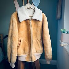 Vintage shearling Bomber Jacket - Tan suede unisex size Medium - Stadler Modell 
