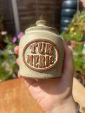 Tremar Pottery Cornwall Turmeric Jar Vintage 1970s Stoneware Rustic VGC