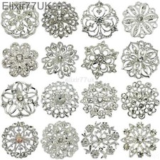5-100 SILVER CRYSTAL BROOCH JOBLOT BRIDAL WEDDING BOUQUET WHOLESALE LOT DIY UK