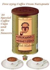 Turkish Arabica Coffee Set ( x2 cups with Mehmet Efendi Logo ) 250g Free Coffee