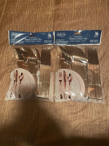 Rose gold plastic cutlery - gold,
