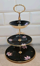 Vintage Palissy Orchid 3 Tier