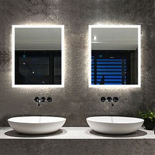 Illuminated Bathroom Mirror With LED light Shaver Socket Demister