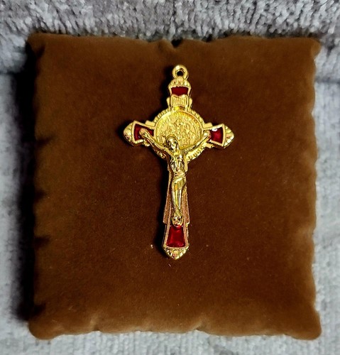 Crucifix cross red - crucifix, plated