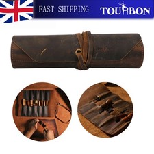 TOURBON Roll Craft Tool Organizer Vintage Leather Workshop Knifves Carrier Gift