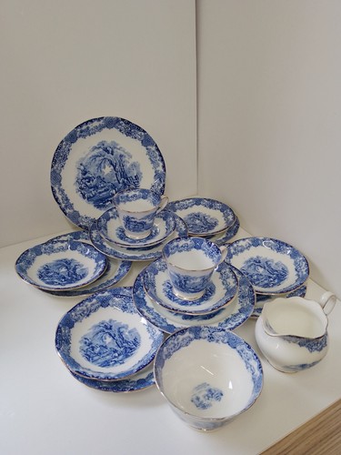 Heathcote china blue white - heathcote, blue&white