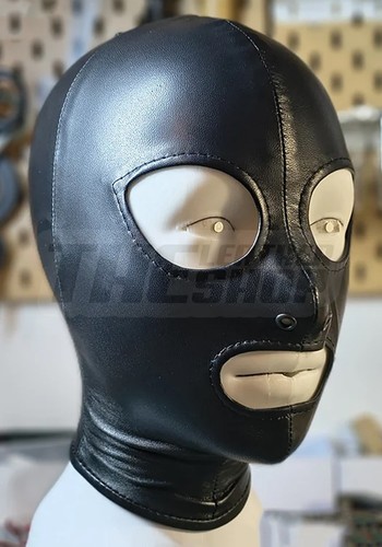 Leather bondage hood - leather,